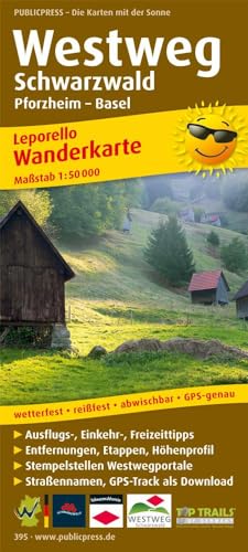Westweg Schwarzwald, Pforzheim - Basel: Leporello Wanderkarte wetterfest, reissfest, abwischbar, GPS-genau. 1:50000 (Leporello Wanderkarte: LEP-WK) von FREYTAG-BERNDT UND ARTARIA